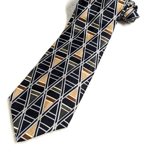 Vintage Men's Van Heusen 100% Silk Tie Abstract Diamond Pattern - Picture 1 of 13